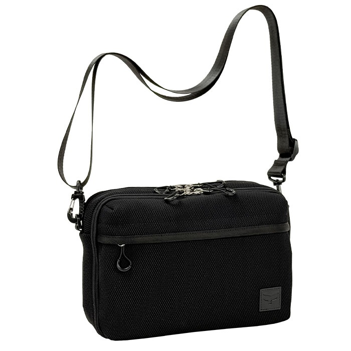 ショルダーバッグ メンズ 軽量 2層 斜めがけ かっこいい カジュアル アウトドア 旅行 横型 メッシュ風 黒 紺 Mobby's KBN33794