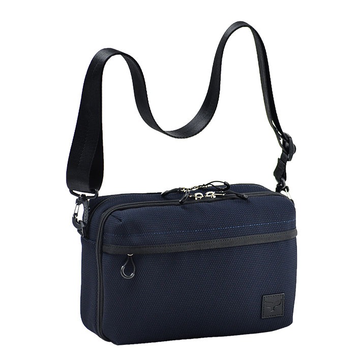 ショルダーバッグ メンズ 軽量 2層 斜めがけ かっこいい カジュアル アウトドア 旅行 横型 メッシュ風 黒 紺 Mobby's KBN33794