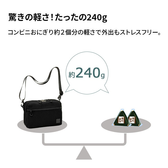 ショルダーバッグ メンズ 軽量 2層 斜めがけ かっこいい カジュアル アウトドア 旅行 横型 メッシュ風 黒 紺 Mobby's KBN33794