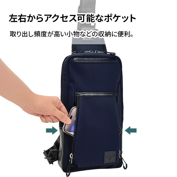 ボディバッグ メンズ 軽量 ワンショルダーバッグ 斜めがけ かっこいい カジュアル 旅行 メッシュ風 黒 紺 Mobby's KBN33793