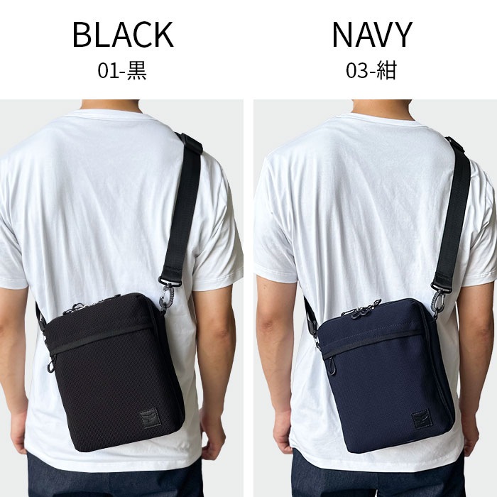 ショルダーバッグ メンズ 軽量 2層 斜めがけ かっこいい カジュアル アウトドア 旅行 縦型 メッシュ風 黒 紺 KBN33795