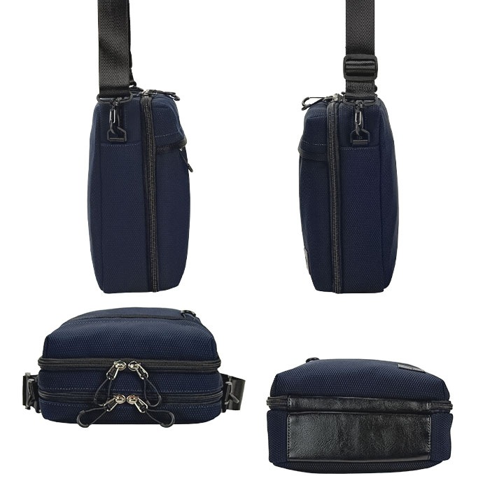 ショルダーバッグ メンズ 軽量 2層 斜めがけ かっこいい カジュアル アウトドア 旅行 縦型 メッシュ風 黒 紺 KBN33795