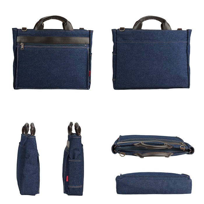 トートバッグ ショルダーバッグ 井原デニム 岡山デニム A4ファイル メンズ 日本製 豊岡製 横型 紺 カジュアル YKKファスナー 鞄の國 KBN26725