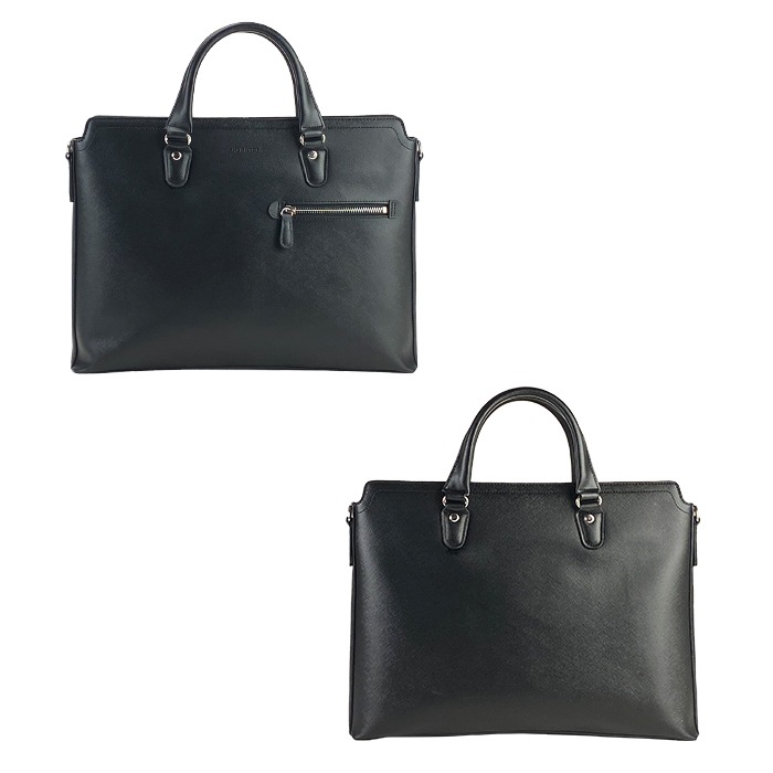 ブリーフケース ビジネスバッグ メンズ B4サイズ 2WAY 黒 サフィアーノレザー調 横 横型 薄マチ スリム  HAMILTON KBN26721