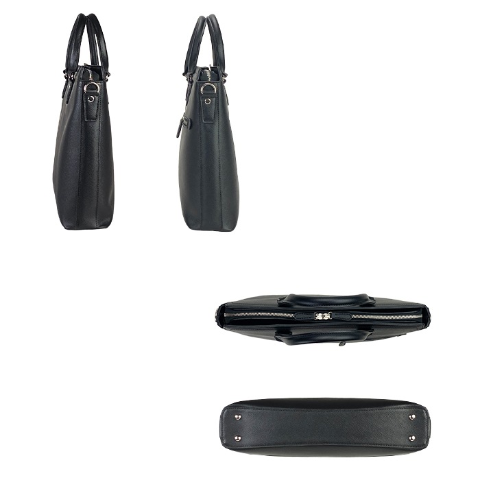 ブリーフケース ビジネスバッグ メンズ B4サイズ 2WAY 黒 サフィアーノレザー調 横 横型 薄マチ スリム  HAMILTON KBN26721