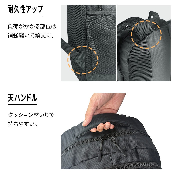 リュックサック 23L 軽量 大容量 デイパック メンズ レディース 旅行 トラベル 通勤 通学 スポーツ 防災 レジャー 黒 紺 グリーン グレー GULLWING KBN42603