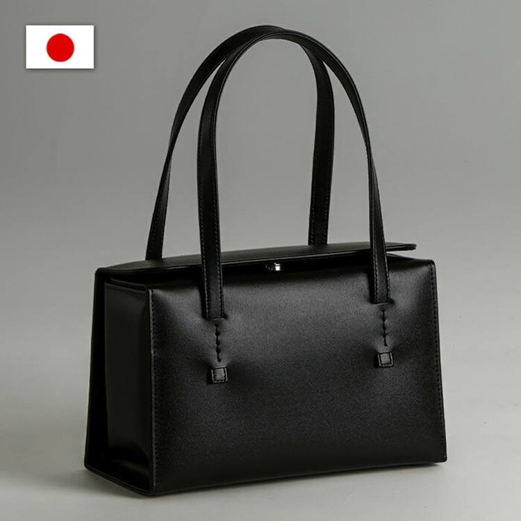 日本製 慶弔両用 本革ブラックフォーマル バッグ BOX型 箱型