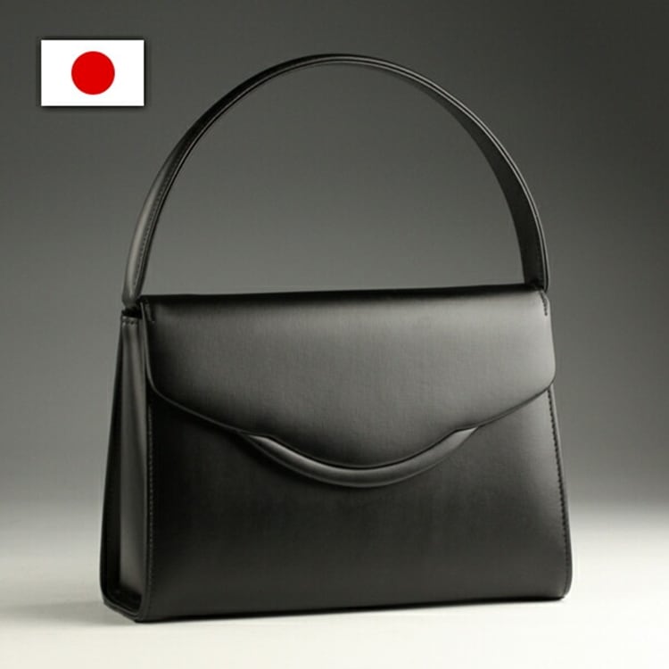 日本製 慶弔両用 本革 ブラック フォーマルバッグ