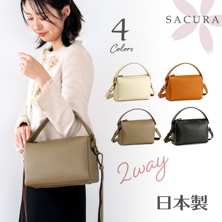 日本製 ハンドバッグ 牛革 トートバッグ 小さめ ショルダーバッグ SACURA サクラ