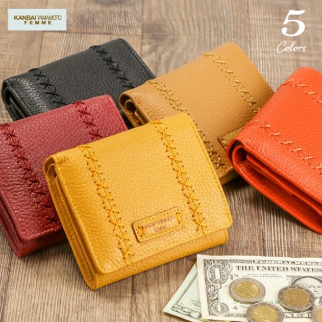 KANSAI YAMAMOTO（カンサイヤマモト） ソフトシュリンク牛革折り財布（BOX小銭入れタイプ）