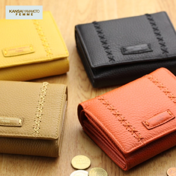 KANSAI YAMAMOTO（カンサイヤマモト） ソフトシュリンク牛革折り財布（L字型ファスナータイプ）