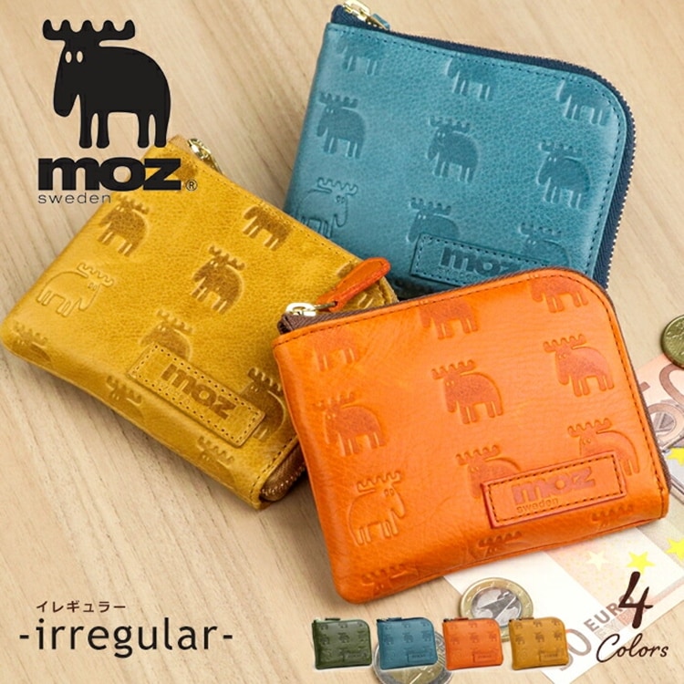 moz（モズ）薄い 財布 L字ファスナー 財布 コンパクト モノグラム「イレギュラー」irregular