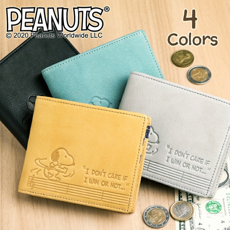 SNOOPY（スヌーピー）牛革 二つ折り財布 BOXタイプ小銭入れ「BOWLING」PEANUTS