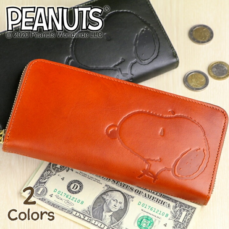 SNOOPY（スヌーピー）牛革 長財布 ラウンドファスナー「Mothers」PEANUTS