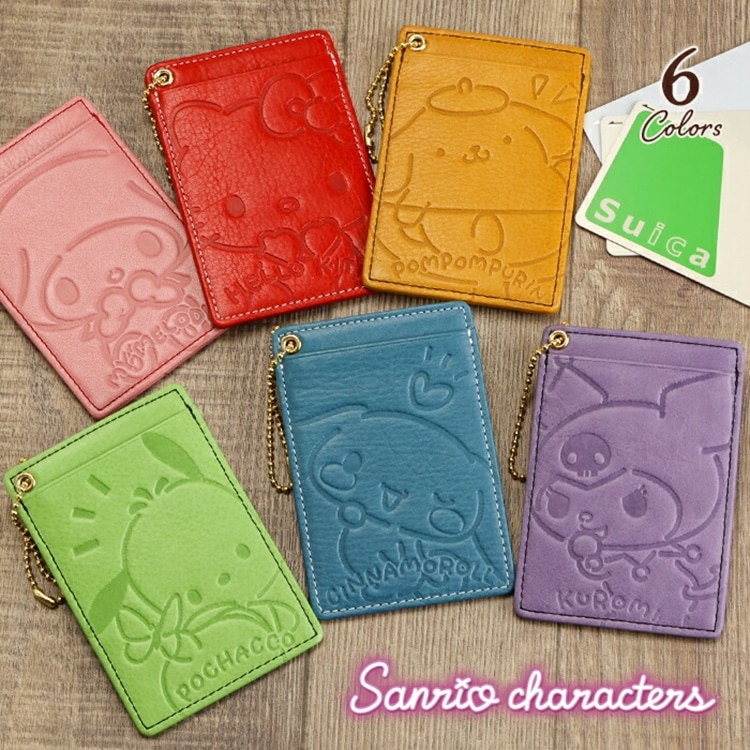 Sanrio（サンリオ） 単パスケース 本革「Sanrio characters」 サンリオキャラクターズ 