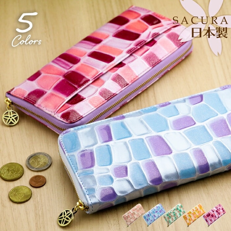 SACURA（サクラ） 日本製 エナメル牛革 ラウンドファスナー長財布 「MYSTERO」