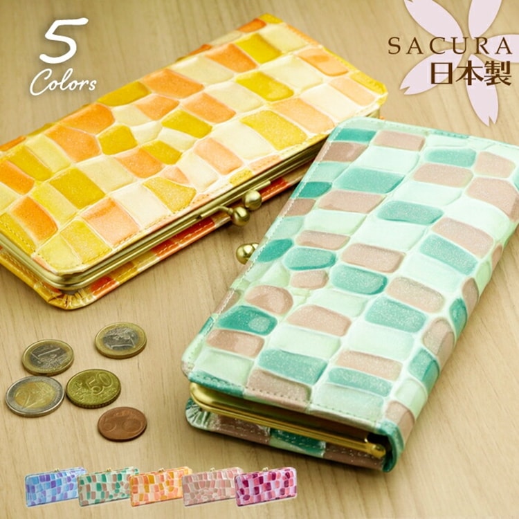 SACURA（サクラ） 日本製 エナメル牛革 長財布 ギャルソンタイプ がま口「MYSTERO」