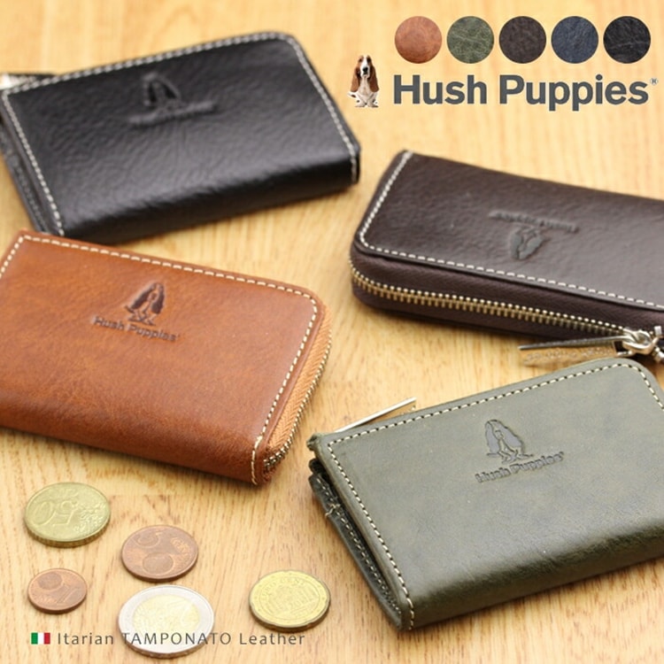 Hush Puppies ハッシュパピー 小銭入れ イタリアンレザー Lファスナー コインケース