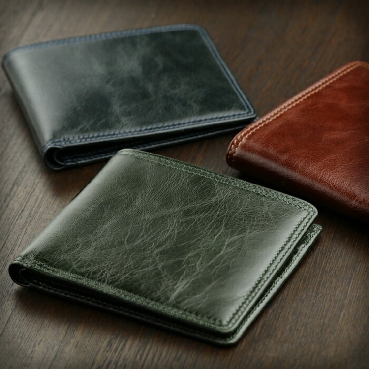 本革 メンズ 二つ折り財布（小銭入れなし）ABIES L.P.（アビエス）プルアップレザー 牛革