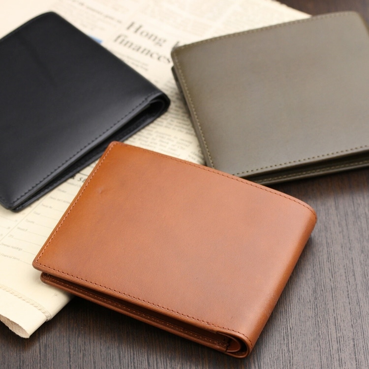 ABIES L.P.（アビエス） イタリアンレザー 植物タンニンなめし革の二つ折り財布 小銭入れなし 牛革