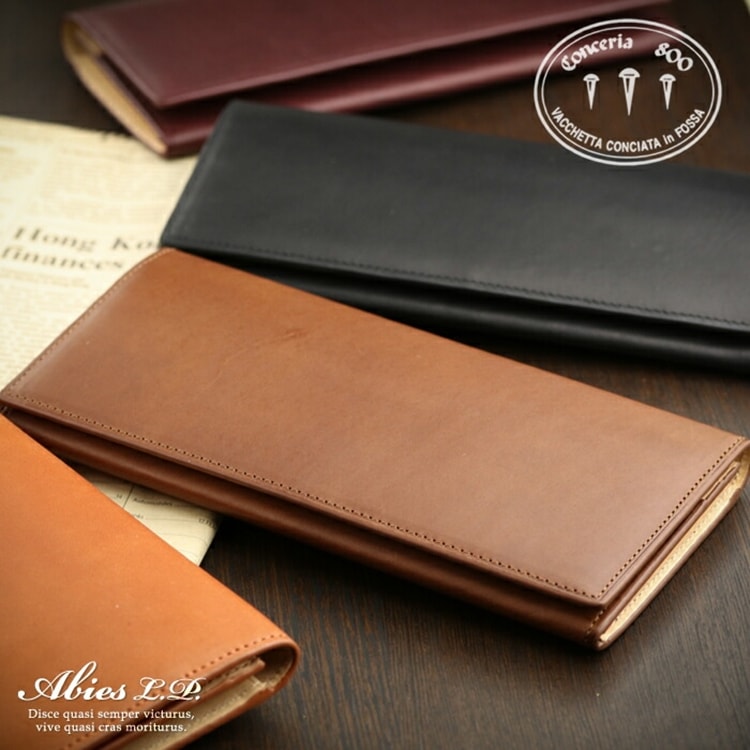 イタリアンレザー 植物タンニンなめし革 長財布（小銭入れつき） 牛革 ABIES L.P. （アビエス） 
