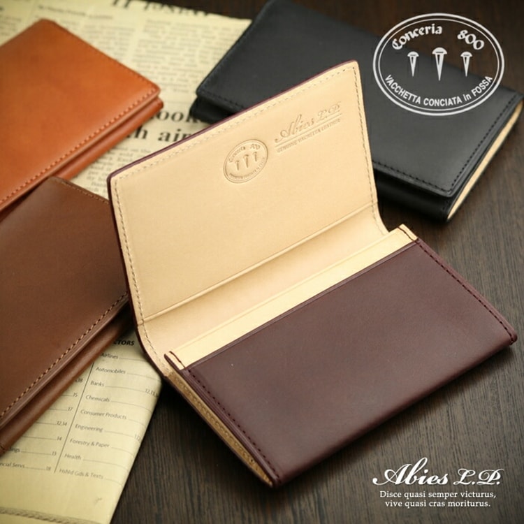 イタリアンレザー 植物タンニンなめし革 名刺入れ 牛革 ABIES L.P. （アビエス） 