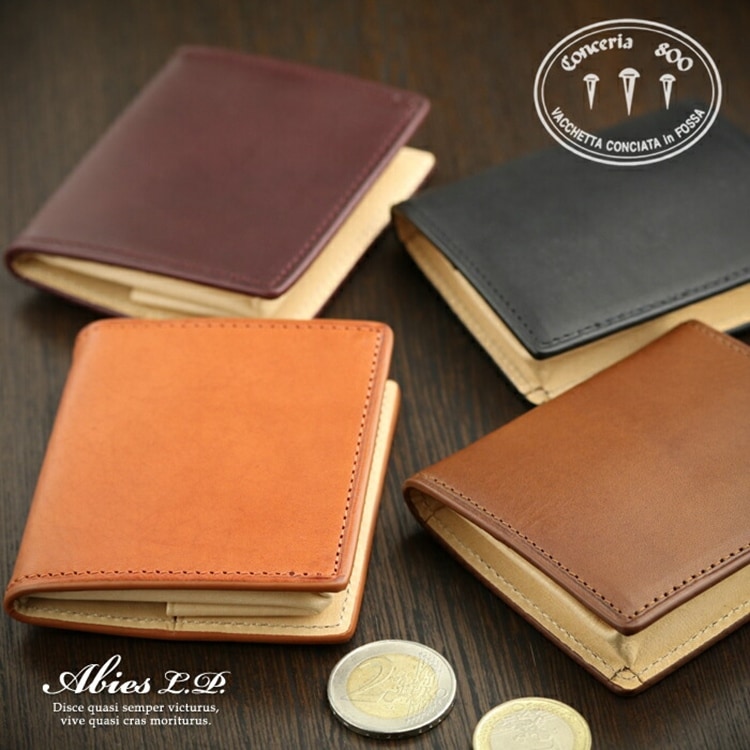 イタリアンレザー 植物タンニンなめし革 BOX型小銭入れ 牛革 ABIES L.P. （アビエス） 