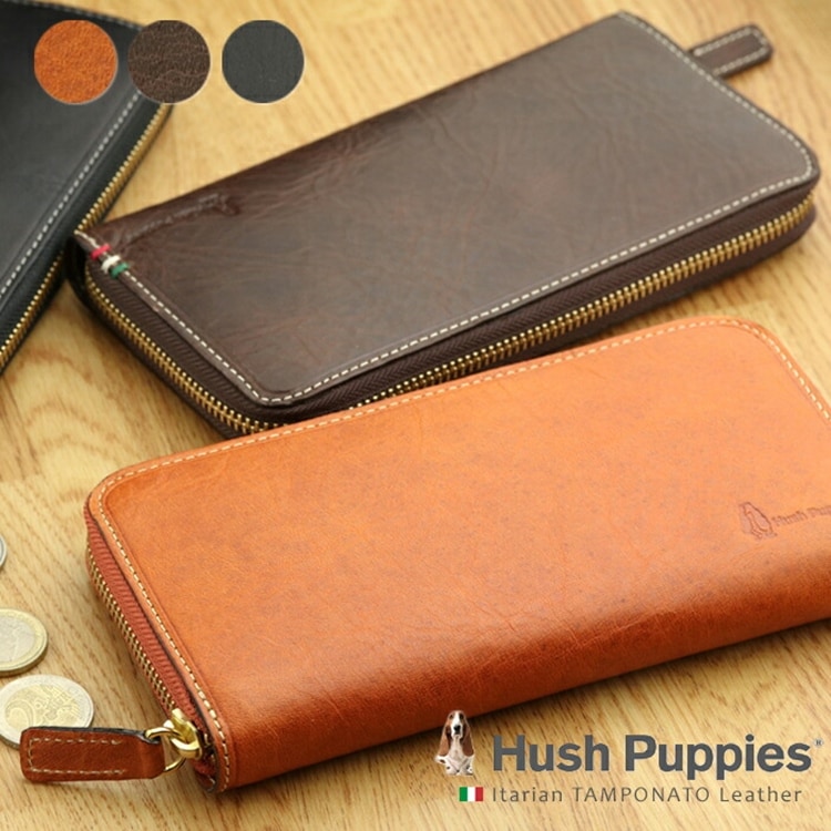 長財布 Hush Puppies（ハッシュパピー）「ラリー」ラウンドファスナー 長財布 イタリアンレザー