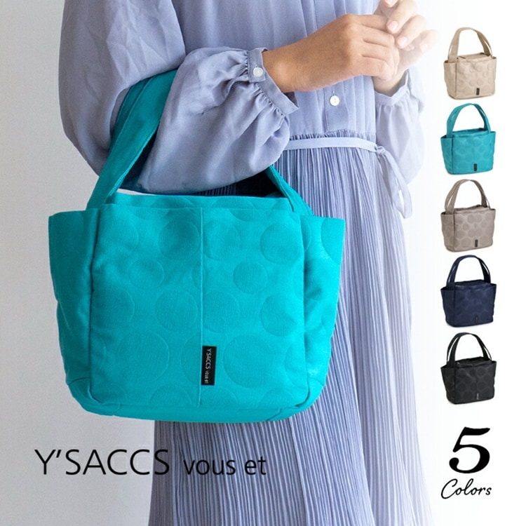 イザック トートバッグ レディース 軽量 コットン キャンバス 水玉 帆布 ドット トートバック スモール ハンドバッグ Y'SACCS vous et イザック ヴーエ 
