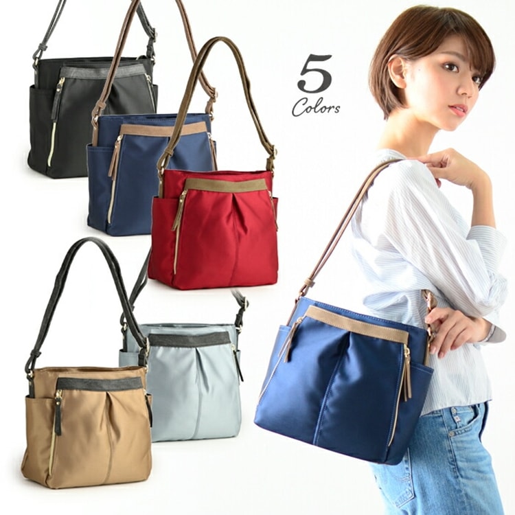 きれいめ 多機能 ナイロン 2WAY ショルダーバッグ ポケットいっぱい PRAGMA プラグマ