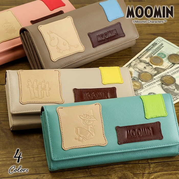ムーミン 財布 牛革 長財布 カブセ「PATCHWORK」パッチワーク 本革【長財布 ムーミン グッズ 大人 プレゼント レディース 本革 財布 かわいい 可愛い ながさいふ 長財布 レディース MOOMIN スナフキン リトル ミイ ミー ニョロニョロ キャラクター ladies 女性】