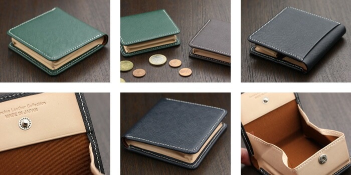 プリズム（角シボ型押し牛革）日本製 本革 小銭入れ