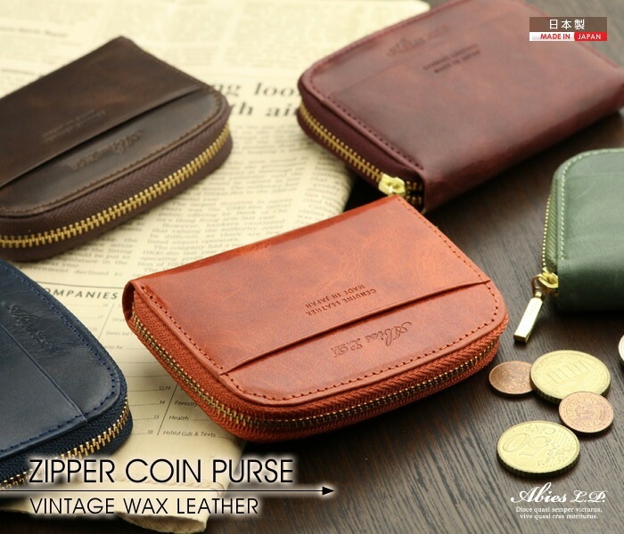 小銭入れ メンズ ABIES L.P.（アビエス）日本製 本革 ラウンドファスナー コインケース ヴィンテージワックスレザー