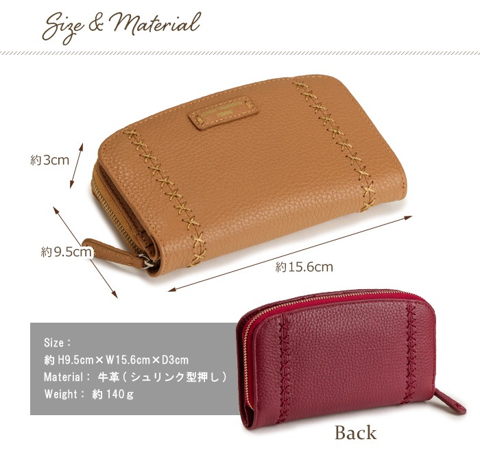 KANSAI YAMAMOTO（カンサイヤマモト） ソフトシュリンク牛革 ラウンドファスナー 折り財布