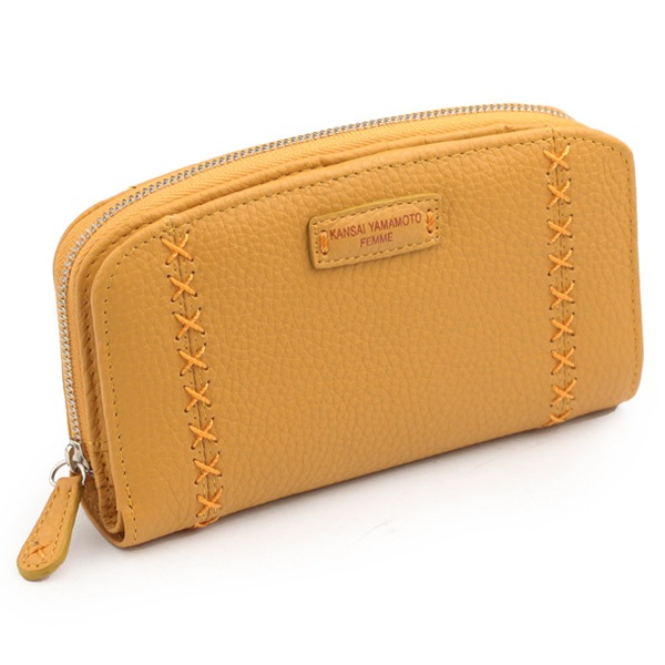 KANSAI YAMAMOTO（カンサイヤマモト） ソフトシュリンク牛革 ラウンドファスナー 折り財布