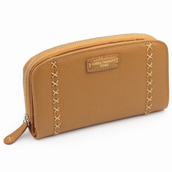 KANSAI YAMAMOTO（カンサイヤマモト） ソフトシュリンク牛革 ラウンドファスナー 折り財布
