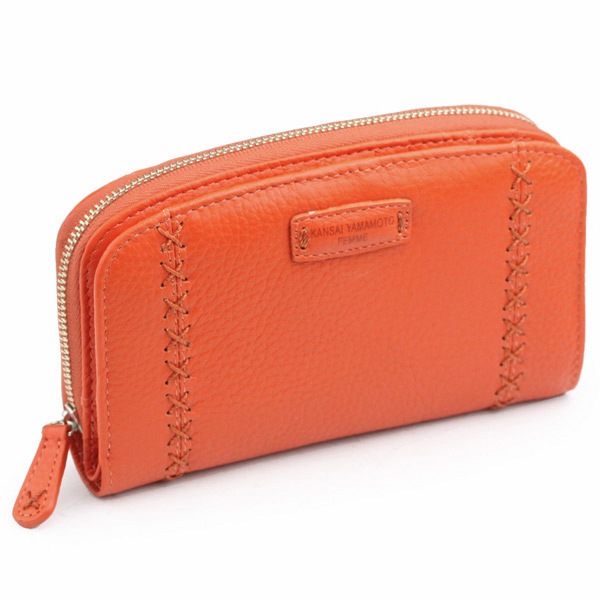 KANSAI YAMAMOTO（カンサイヤマモト） ソフトシュリンク牛革 ラウンドファスナー 折り財布