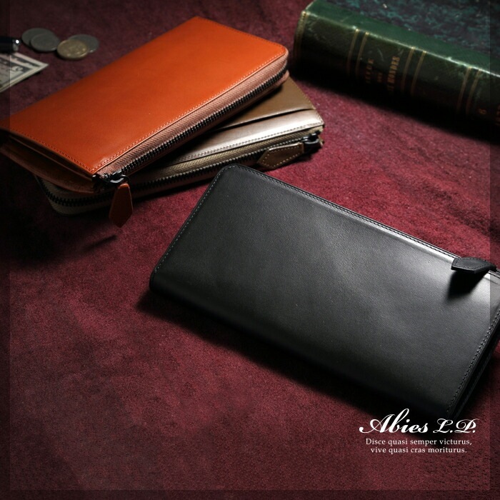 イタリアンレザー 植物タンニンなめし革のLファスナー長財布 牛革 ABIES L.P.（アビエス）