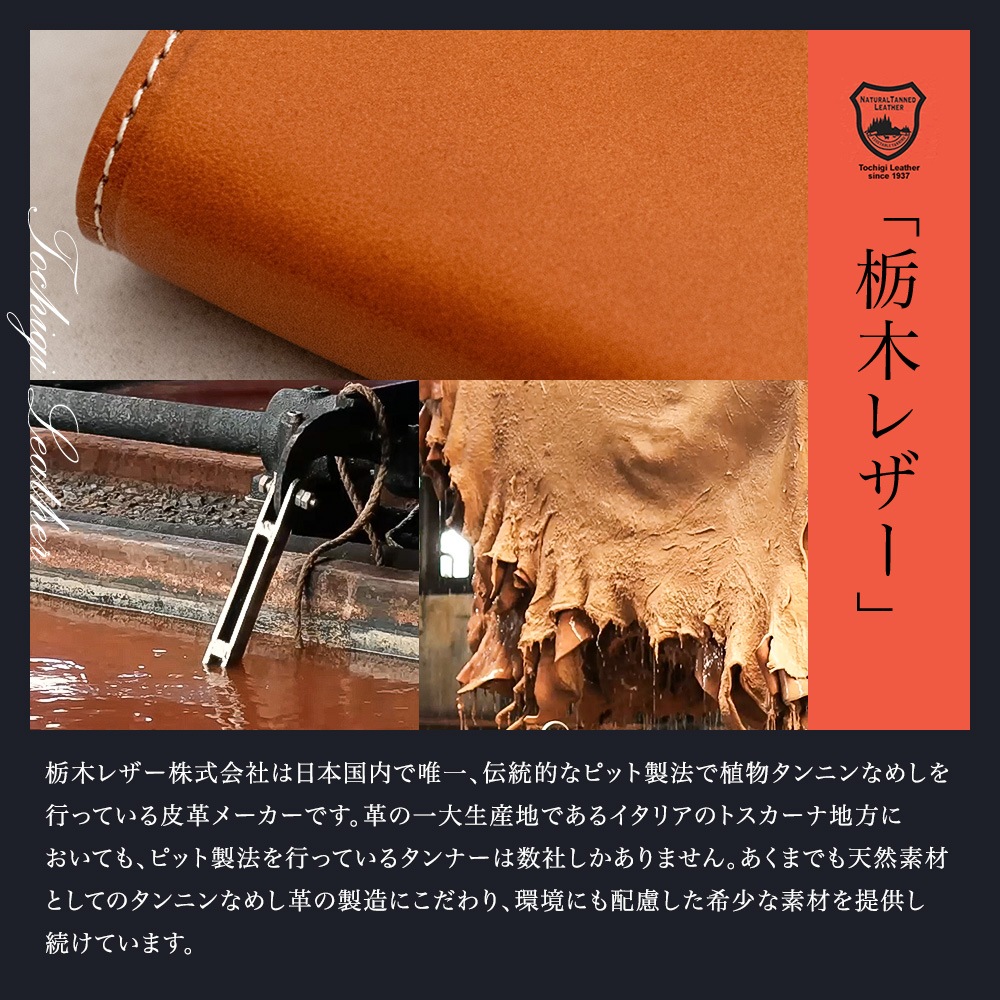 栃木レザー 二つ折り財布（小銭入れなしタイプ）日本製 牛革 ABIES L.P.（アビエス）日本最高峰のタンニンなめし革