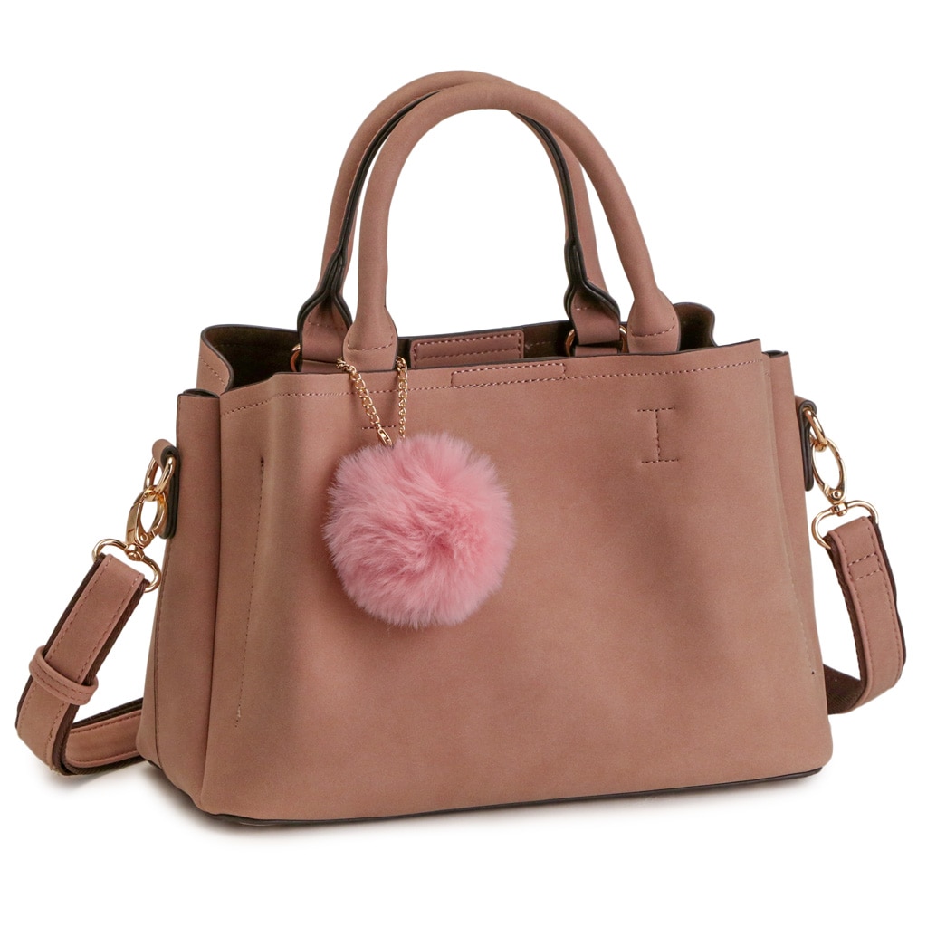 ピーチスキン 2WAY ショルダーバッグ ファーチャーム付きトートバッグ PRAGMA プラグマ