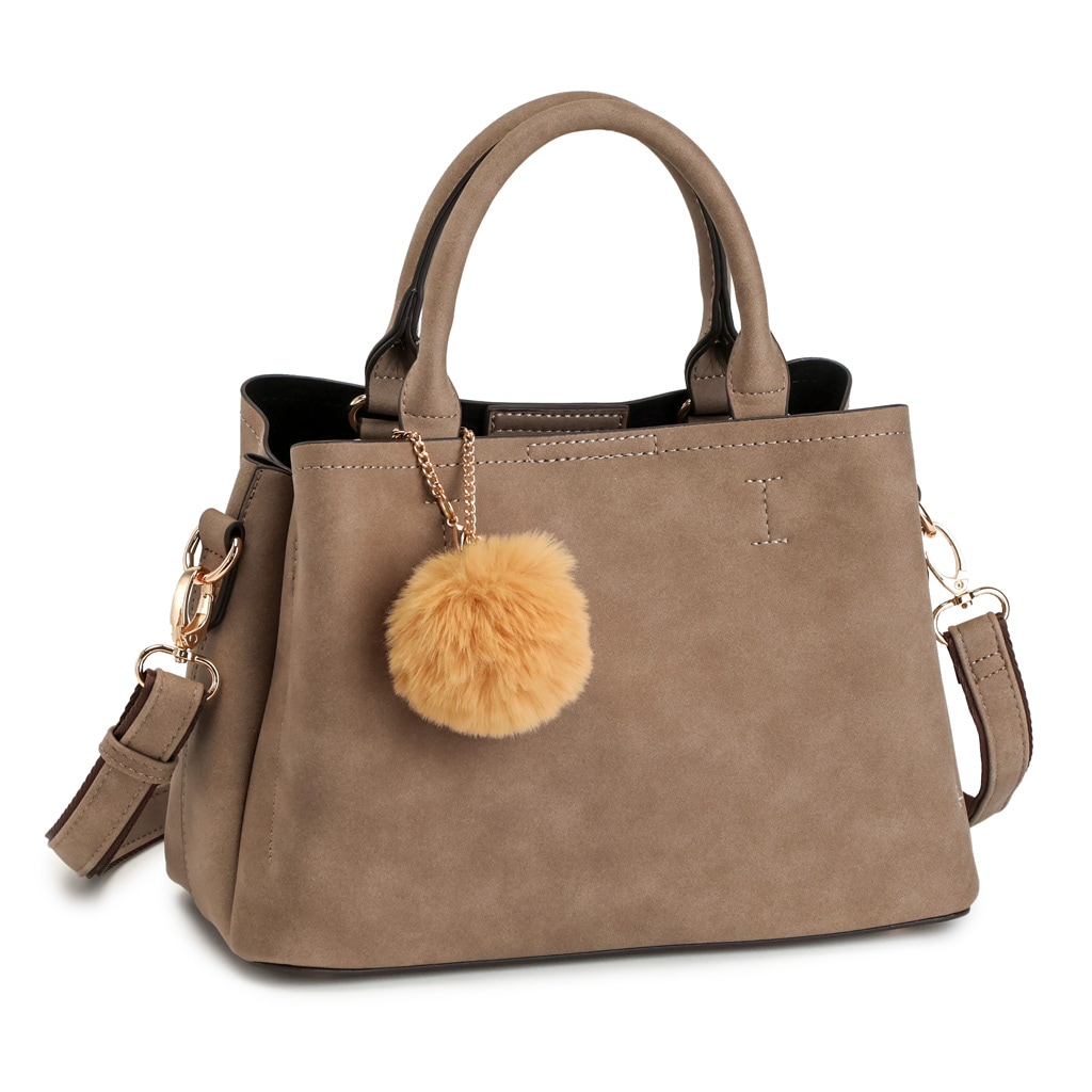 ピーチスキン 2WAY ショルダーバッグ ファーチャーム付きトートバッグ PRAGMA プラグマ