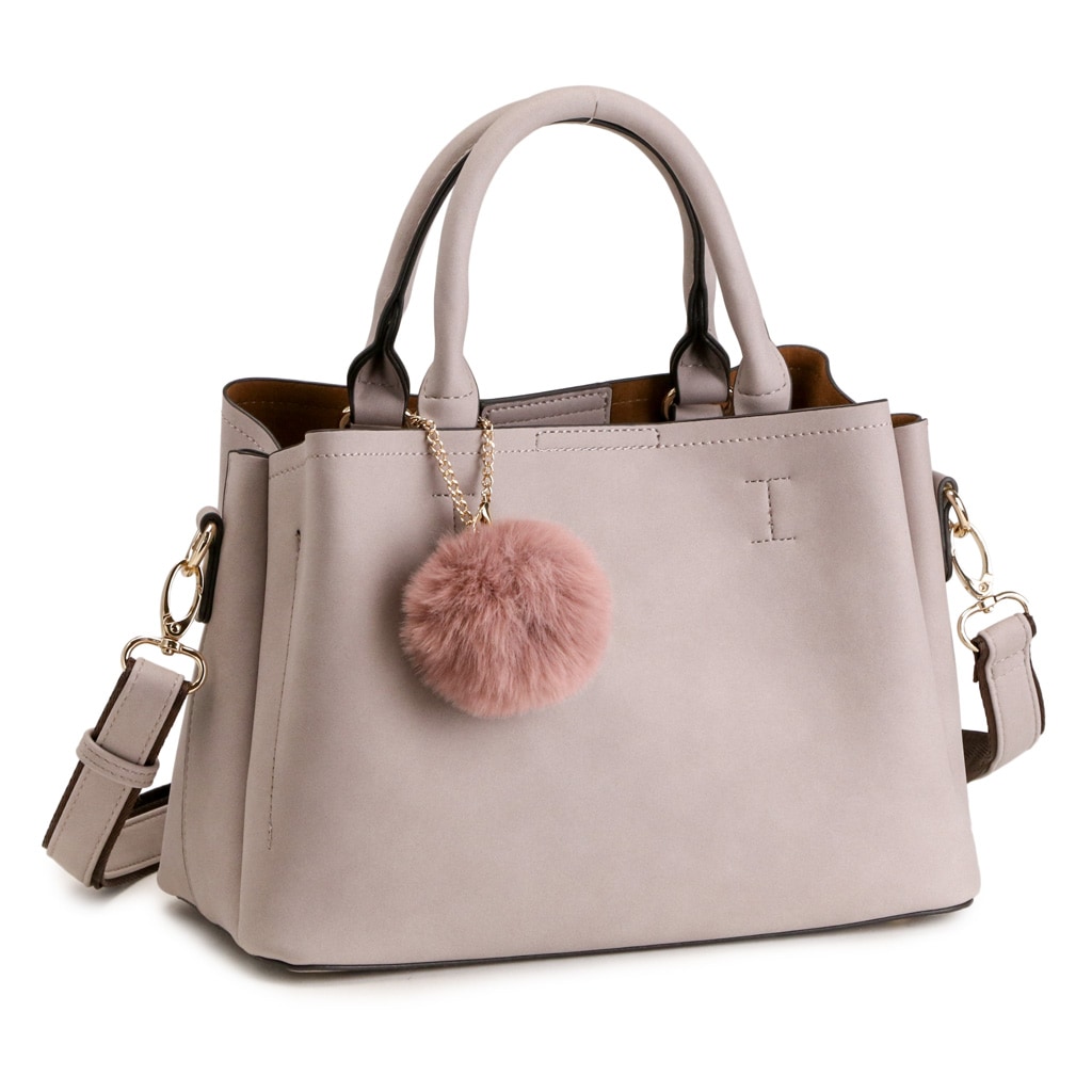 ピーチスキン 2WAY ショルダーバッグ ファーチャーム付きトートバッグ PRAGMA プラグマ