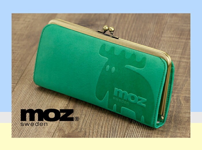 グリーン moz モズ 86002 リアルレザー 牛革 ガマ口 長財布 moz（モズ） 財布 本革 袋縫いがま口束入れ 86002 レディース
