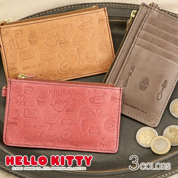 HELLO KITTY（ハローキティ）牛革 フラグメントケース レディース 薄型