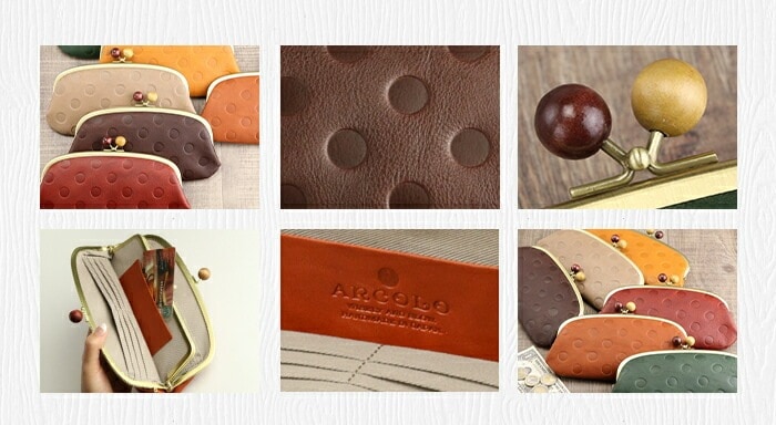 ARCOLO(アルコロ) がま口 ドット柄 長財布 日本製