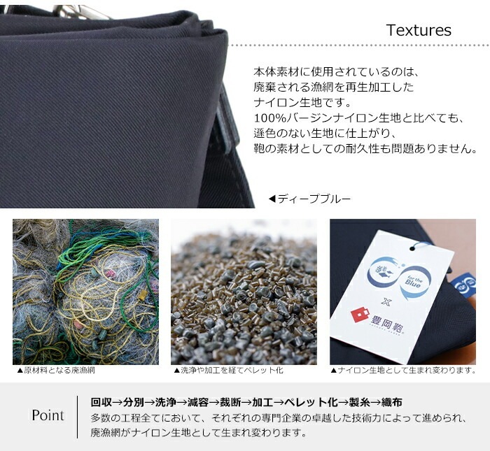 ショルダーバッグ レディース 日本製 豊岡鞄 本革 廃漁網 再生 ナイロン トート 軽量 2way TUTUMU For The Blue Marche Petit つつむ ツツム 
