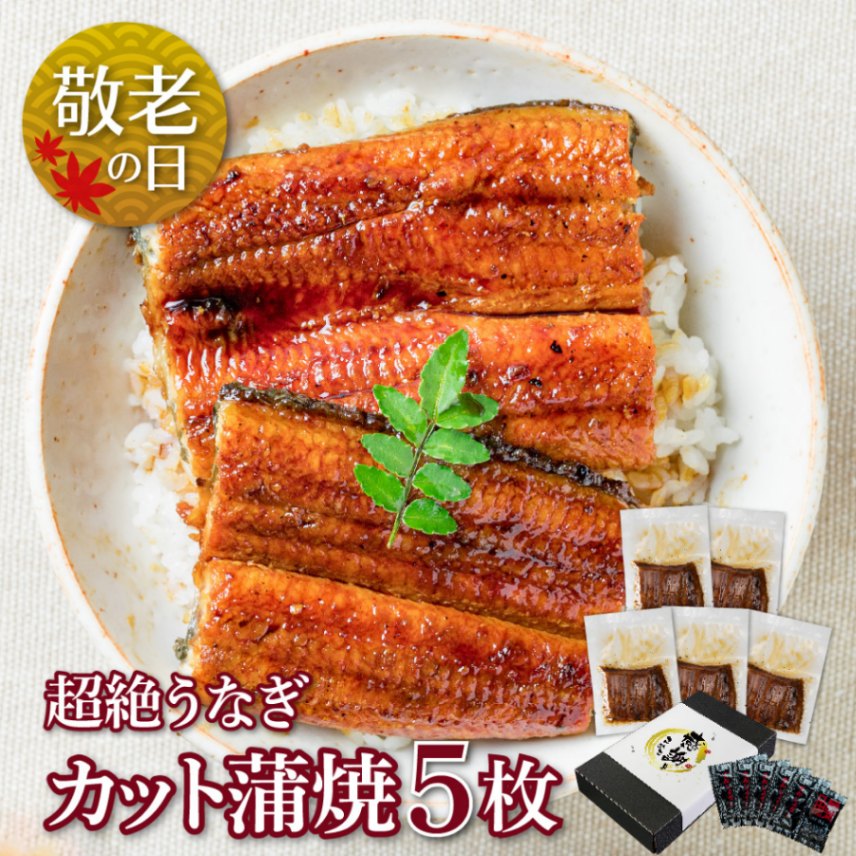 【敬老の日セット】愛知三河産　超絶うなぎカット蒲焼　5枚