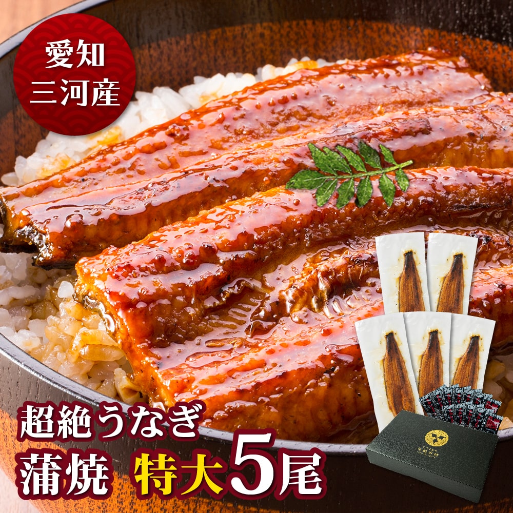 愛知三河産　超絶うなぎ蒲焼（212g-236g）×特大5尾