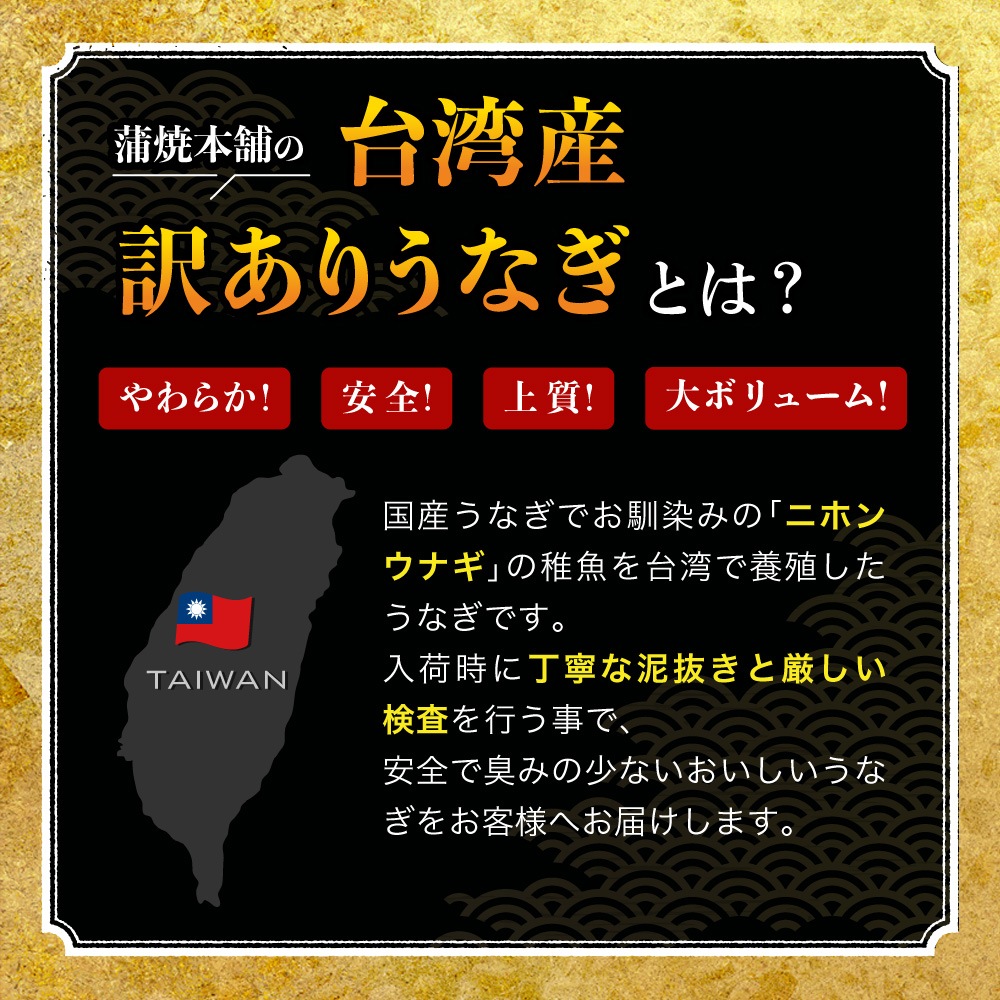 台湾産ニホンウナギ　うなぎカット蒲焼　訳あり品（約500g）4人前