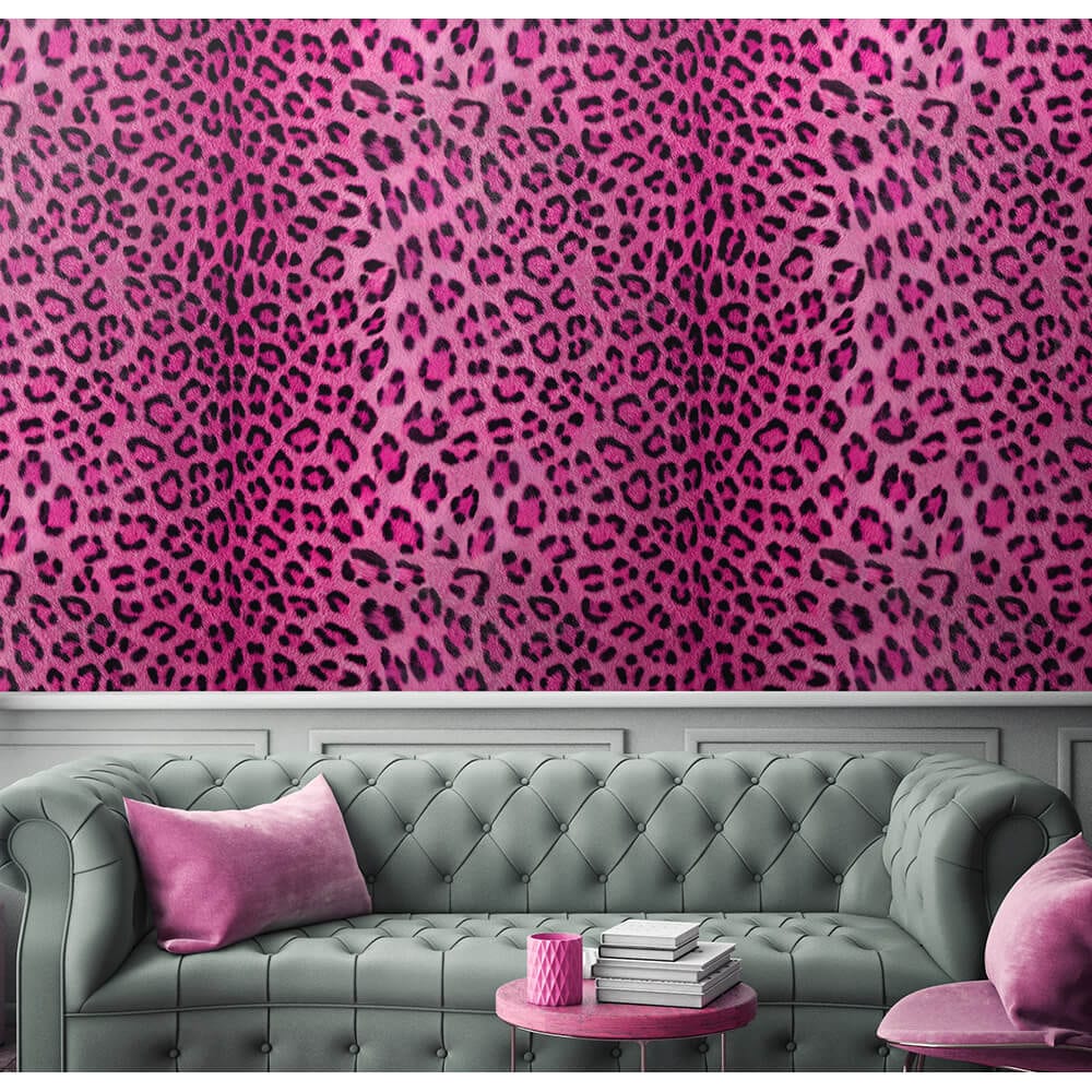 iroca 「ヒョウモン」 小紋 個性的 レオパード ポリエステル 青みピンク系 GraphicBaseオンラインショップ | 【1m単位 切り売り】壁紙